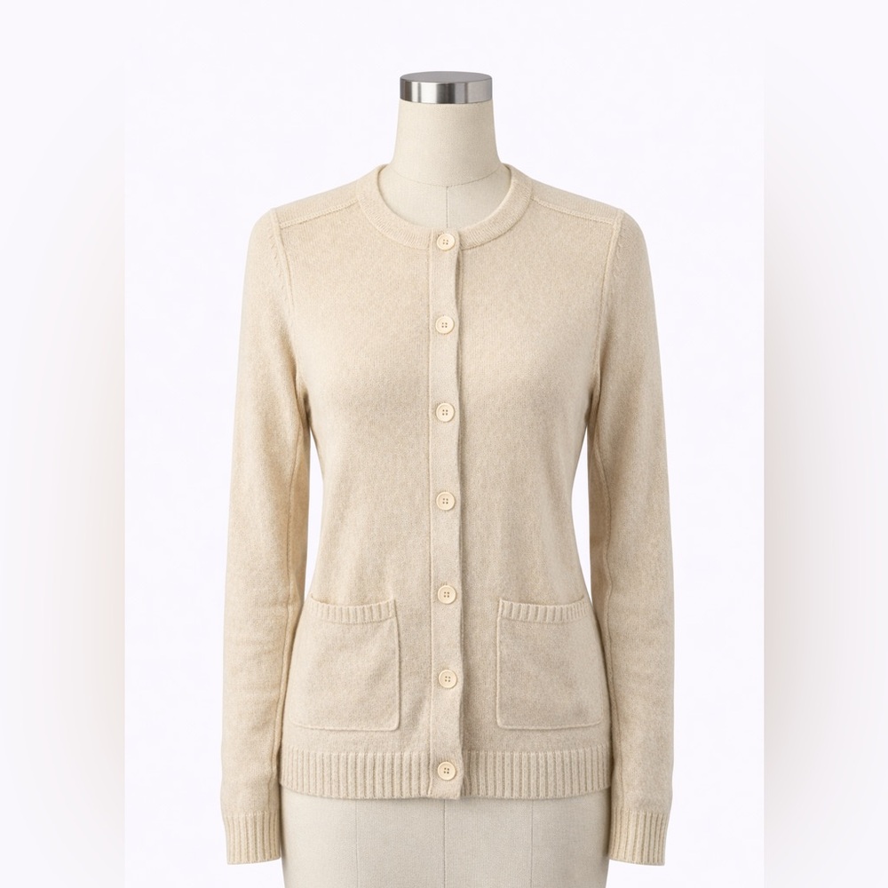 Aqua Cream Oatmeal Women's Cashmere Cardigan XS - Picture 3 of 10